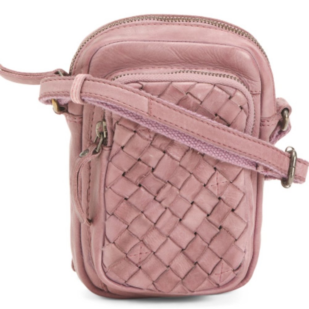 Genicci Women's Genuine Leather Crossbody Phone Bag Lilac Boho (NEW)